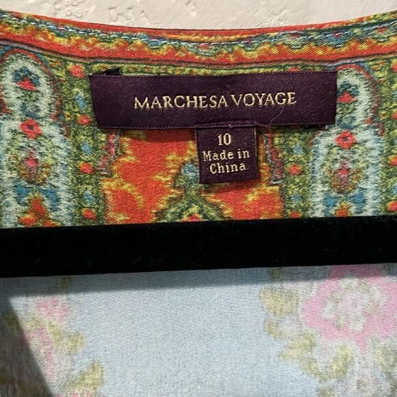 MARCHESA VOYAGE 100% Silk Paisley Print Shift Dress, Size 10 - Picture 4 of 11